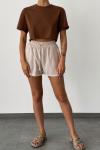 Kathy Lazer Kesim Crop Thsirt  Acı Kahve