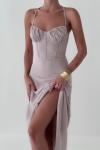 Yulian Poplin Maxi Elbise  Bej