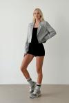 Tia Vatkalı Crop Blazer Ceket Gri