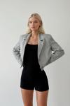Tia Vatkalı Crop Blazer Ceket Gri