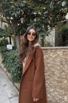 Natali Kruvaze İç Astarlı Kaşe Kaban Taba