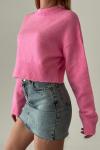 Alise Bisiklet Yaka Crop Kazak Pembe