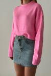 Alise Bisiklet Yaka Crop Kazak Pembe