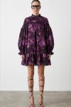 Oversize Balon Kol Premium Elbise Madrid  Mor