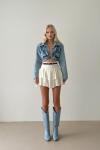 Daisy Denim Özel Üretim Crop Ceket Açık Mavi
