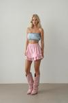 Kolları Çıkabilen Straples Kollu Denim Bluz Arya  Mavi