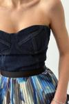 Straplez Kot Crop Lacivert