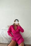 Heidi  Tüvit Kumaş Düğmeli Şort Etek Pembe
