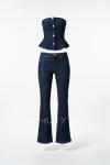 ARJE Straples Croplu Denim Set  Mavi