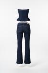 ARJE Straples Croplu Denim Set  Mavi