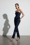 ARJE Straples Croplu Denim Set  Mavi