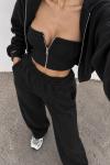 Fona 3 iplik Şardonlu Hoodie Üçlü Takım Siyah