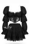 Arya Etek+Bluz Set Siyah