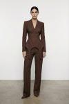 Donna korseli blazer pantolon set Kahverengi