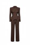 Donna korseli blazer pantolon set Kahverengi