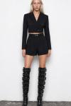 Rimi Crop Blazer Etek Takım Siyah