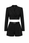 Rimi Crop Blazer Etek Takım Siyah