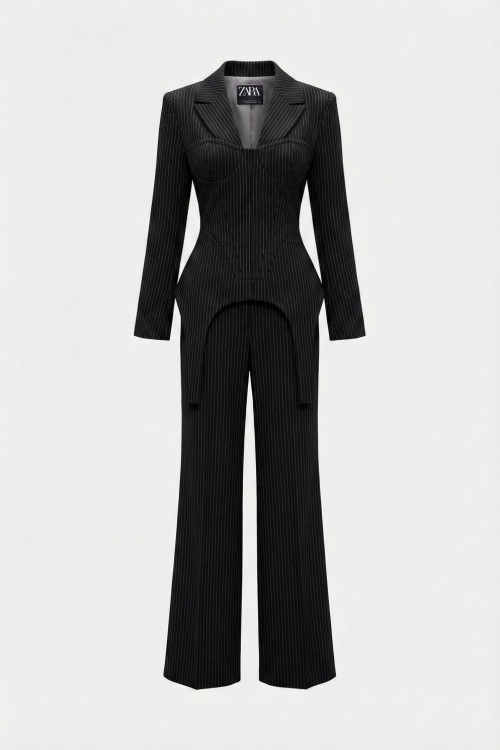 Donna korseli blazer pantolon set Antrasit