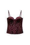 Winsy kadife ve saten karışımlı korse bluz  Bordo