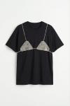 Liana Tas Detayli Oversize T-shirt  Siyah