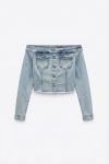 Karina Madonna Yaka Denim bluz Açık Mavi