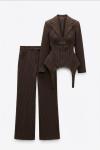 Donna korseli blazer pantolon set Kakao