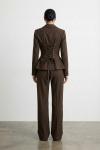 Donna korseli blazer pantolon set Kakao