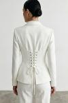 Donna korseli blazer pantolon set Beyaz
