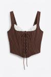 Ranger Çizgili Premium Corset Kahverengi