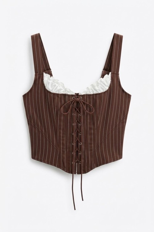Ranger Çizgili Premium Corset Kahverengi