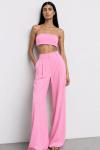 Voila Crop Bluz ve Palazzo Pantolon Set Pembe