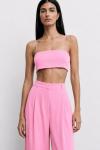 Voila Crop Bluz ve Palazzo Pantolon Set Pembe