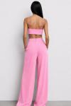 Voila Crop Bluz ve Palazzo Pantolon Set Pembe