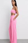 Voila Crop Bluz ve Palazzo Pantolon Set Pembe
