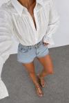 Lola Oversize Bohem Gömlek+Jean Şort Beyaz