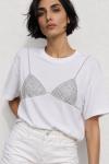 Liana Tas Detayli Oversize T-shirt  Beyaz