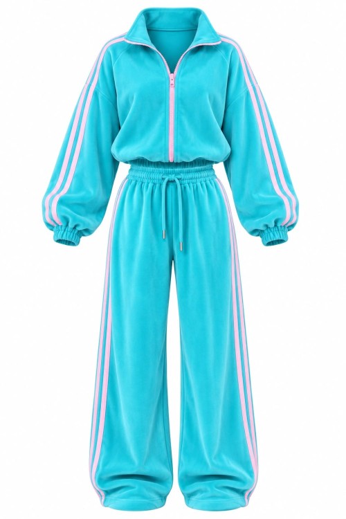 Vivienne 2 li Yumşak Kadife Oversize Takım  Turkuaz