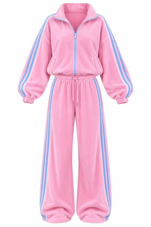 Vivienne 2 li Yumşak Kadife Oversize Takım  Pembe