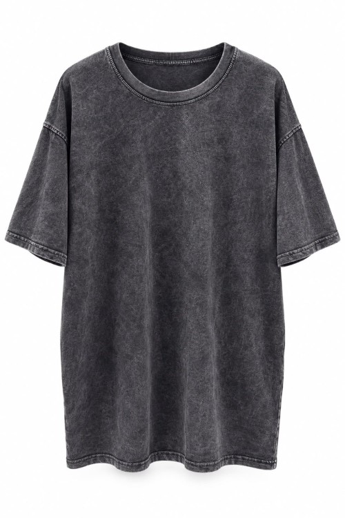 Huna Oversize Yıkamalı Tshirt-Elbise  Gri