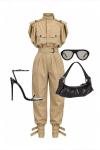 Oslo Özel Tasarim Tulum Gorunumlu Bluz+Pantolon Set Camel
