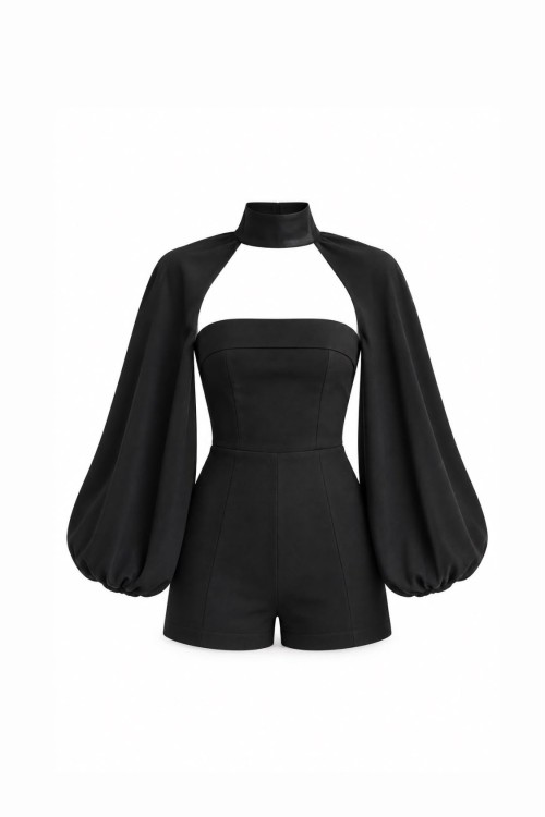 Lasaria Bolero Şort Tulum Siyah