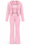 Candy 3 Parca Taty Crop Ceket Set Pembe