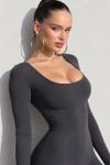 Loly Basic Uzun Kollu Tulum Mint Antrasit