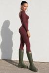 Loly Basic Uzun Kollu Tulum Bordo