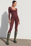 Loly Basic Uzun Kollu Tulum Bordo