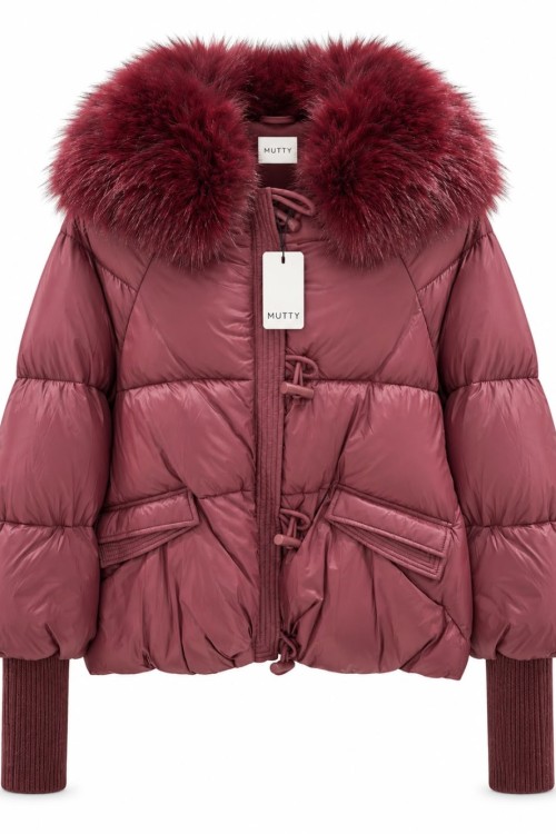 Bergen Kurklu Ithal Puffer Mont  Bordo