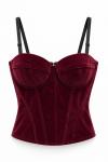 Lizbon Kadife Gloplu Premium Korse Bordo