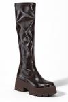 KIRA Rugan Görünümlü Kalın Platform Tabanlı Kadın Çizme – Acı Kahve Acı Kahve