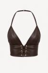 Bixy Deri Crop Kahverengi