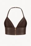 Bixy Deri Crop Kahverengi